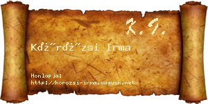 Körözsi Irma névjegykártya