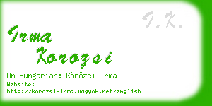 irma korozsi business card
