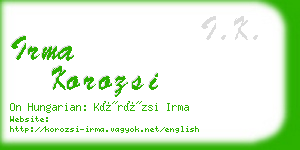 irma korozsi business card